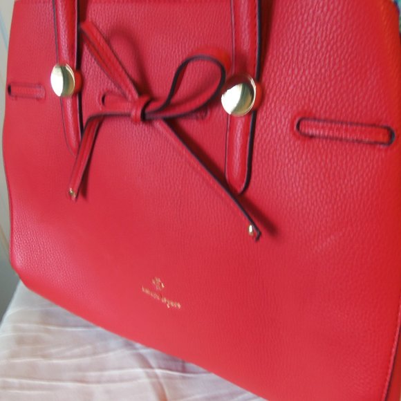 Nanette Lepore Arabella Bow Bag Red, faux leather, satchel tote bag - Picture 5 of 12